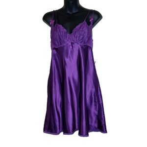 Vintage Y2K Babydoll Slip Dress M Morgan Taylor Purple Nightie Boysenberry NWT